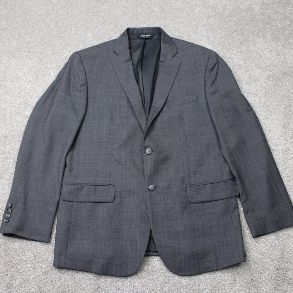Jos.‎ A. Bank Gordon Blazer Men 46R Gray Traveler Wool 2 Button Double Vent